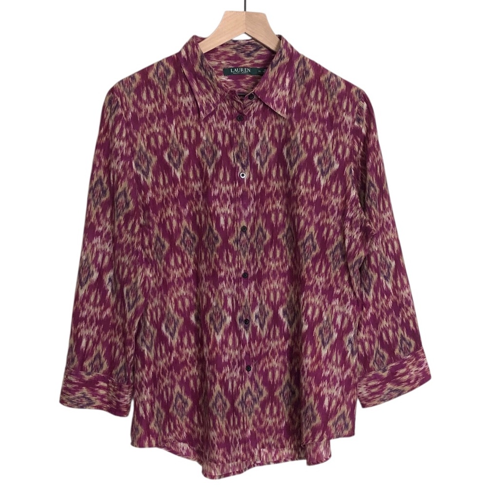 LRL Ralph Lauren Shirt XL Cotton Silk Blend Lightweight 3/4 Sleeve